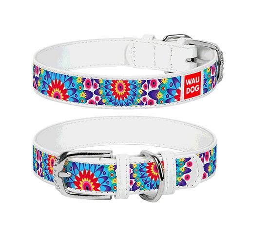 WAUDOG Collar "Flowers"  25mm x 36-49cm White