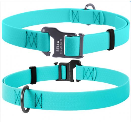 Waudog Waterproof Dog Collar Mint (Glows in the dark) 25mm x 35-70cm