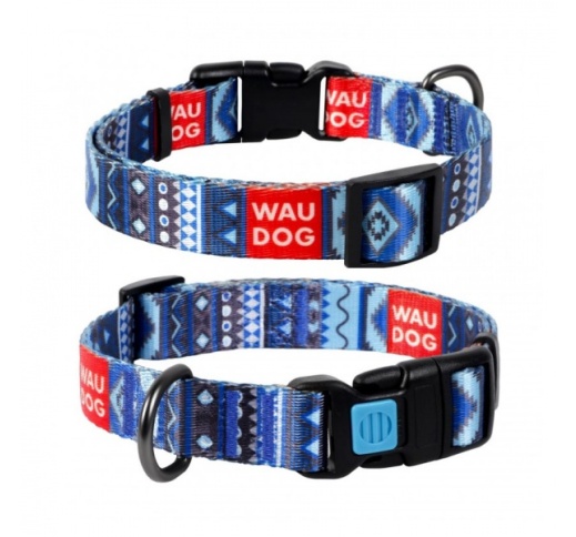 WAUDOG Нейлоновый ошейник Etno Blue 25мм x 35-58см