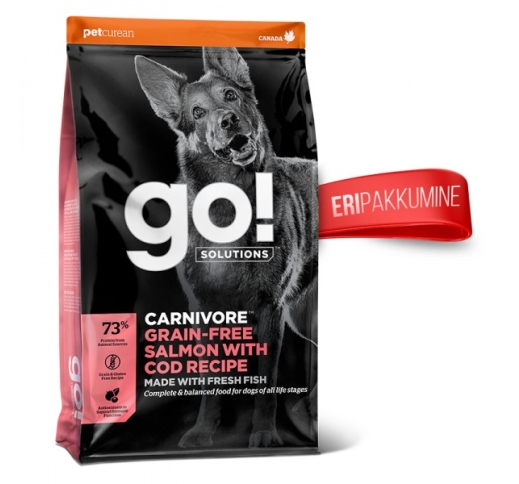 GO! Carnivore Salmon with Cod Recipe for Dogs & Puppies 10kg (Best before 19/02/2023)
