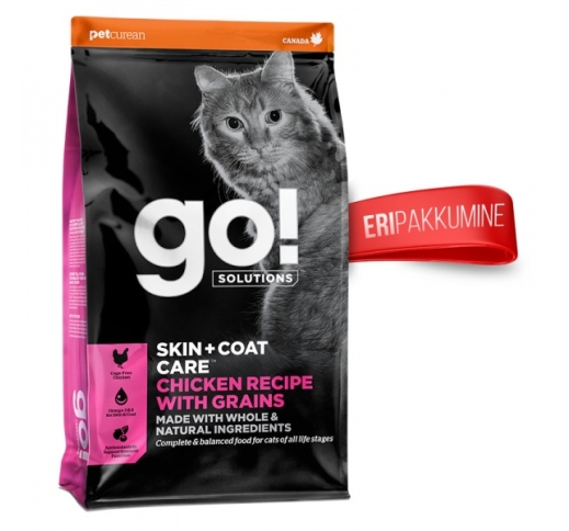 Корм GO! Skin + Coat для котят и кошек, с курицей 1,4кг (Best before 04/02/2023)