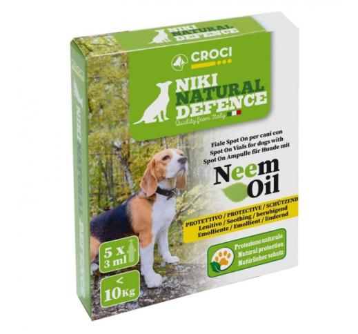 Niki Natural Defence Puugi- ja Kirbutõrje Tilgad Koerale <10kg Neemiõliga 5x3ml