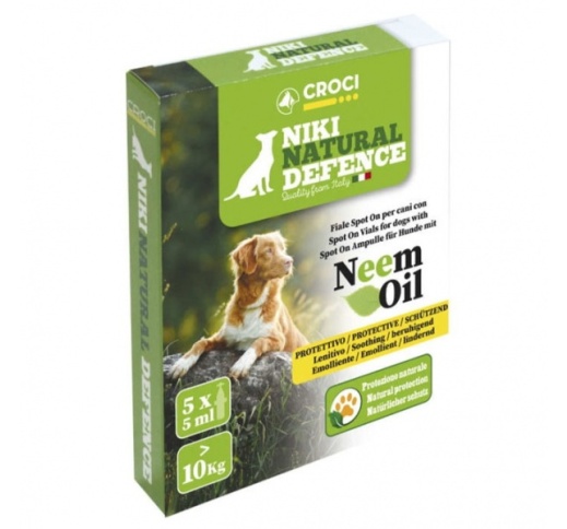 Niki Natural Defence Puugi- ja Kirbutõrje Tilgad Koerale >10kg Neemiõliga 5x5ml