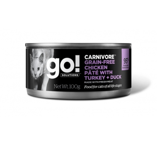 GO! Carnivore Chicken, Turkey + Duck Pate for Cats & Kittens 100g