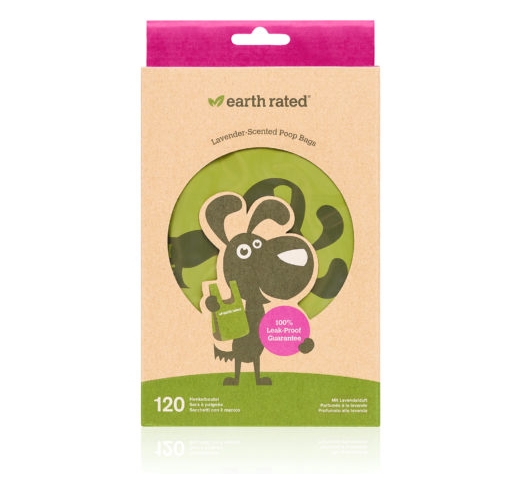 Earth Rated Biodegradable Lavender-scented Poop Bags with Handle 120pcs