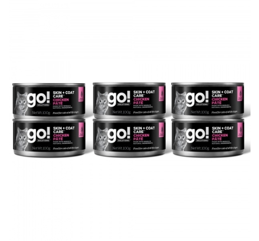 6x Go! Skin + Coat Pate for Cats with Chicken 100g