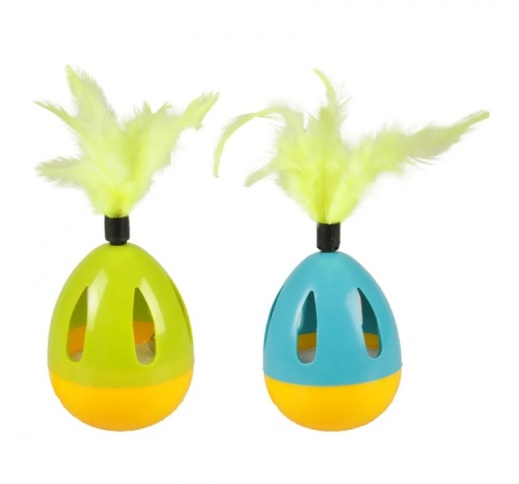Cat Toy Tumbler with Feathers 18cm