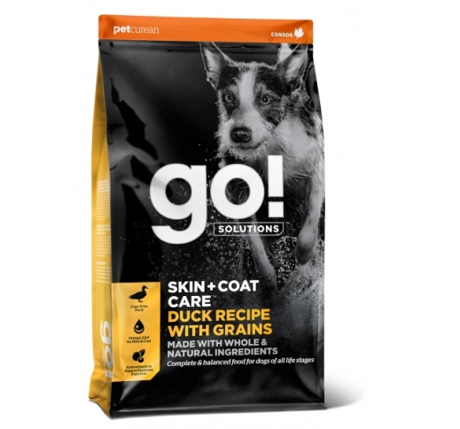 GO! Skin + Coat Корм ​​с уткой и зерном для собак всех возрастов 1,6кг