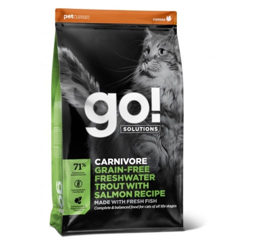 Корм GO! Carnivore беззерновой для котят и кошек с чувствительным пищеварением с форелью и лососем 3,7кг