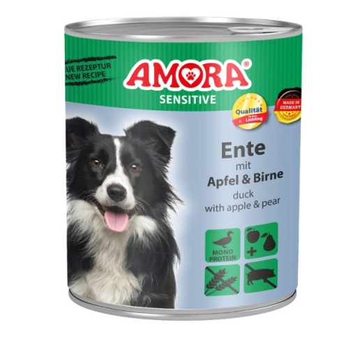 Amora Sensitive консервы для собак - Утка с яблоком и грушей 800г