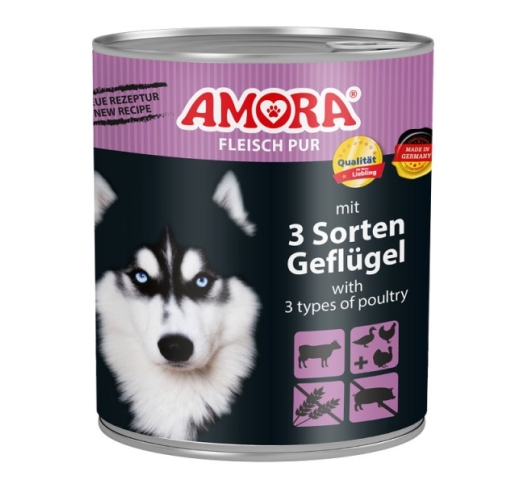Amora консервы для собак - говядина, утка, курица и индейка 800г