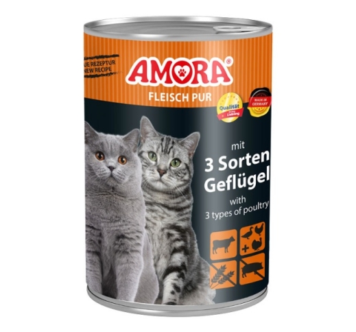 Amora Консервы для кошек - Говядина, утка, курица и индейка 400г