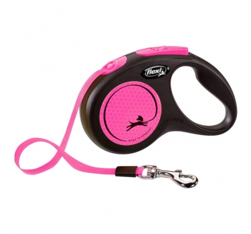 Flexi New Neon S Tape 5m Black/Pink - up to 15kg