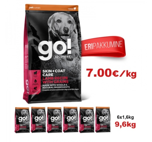 6x GO! Skin + Coat Lamb Recipe for Dogs & Puppies 1,6kg (Best before 02/06/2023)