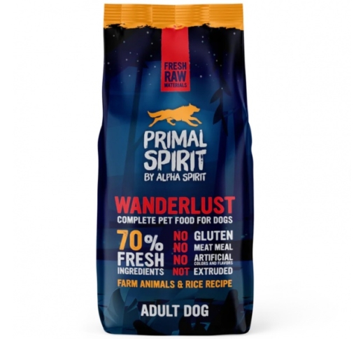 Primal Spirit 70% Wanderlust Dog Food 12kg
