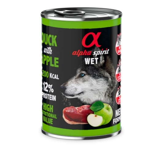 Alpha Spirit Влажный корм для собак Утка с зеленым яблоком 400г