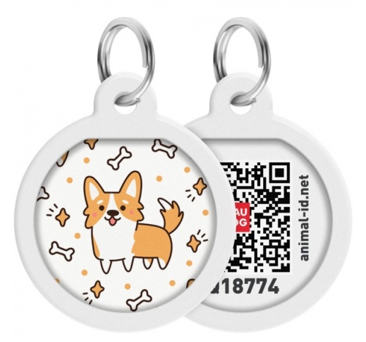 WAUDOG Smart ID Metallist Ripats QR-passiga "Corgi" 25mm