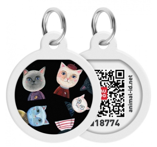 WAUDOG Smart ID Metal Tag QR-code "Cats" 25mm