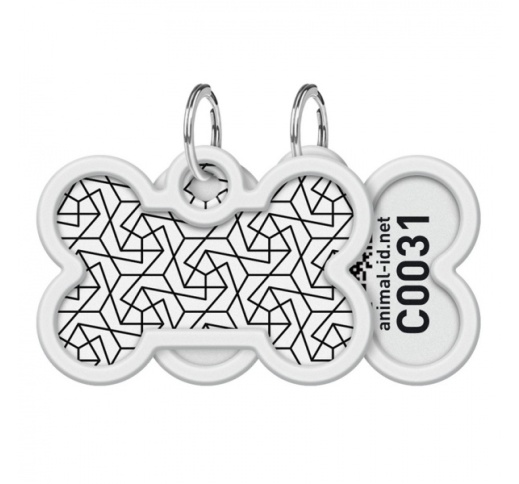 WAUDOG Smart ID Metal Tag (Bone) QR-code "Geometry" 28x40mm