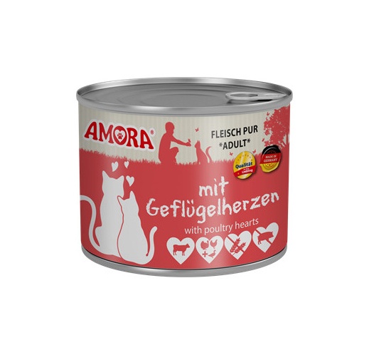 Amora Geflügelherzen Kassikonserv (Veiseliha ja Linnusüdametega) 200g