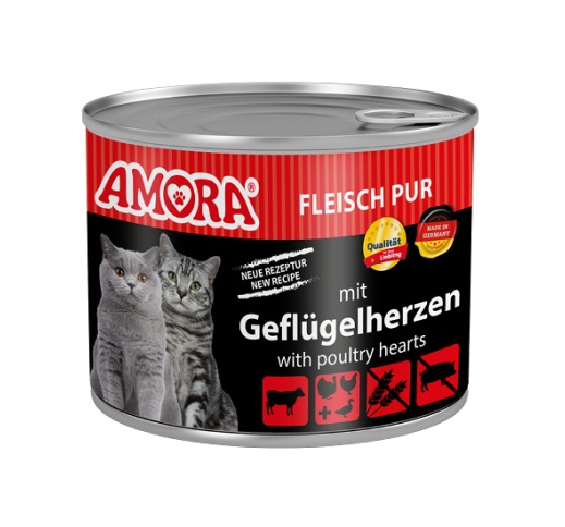 Amora Meat Pure Cat Food (Beef & Bird hearts) 200g