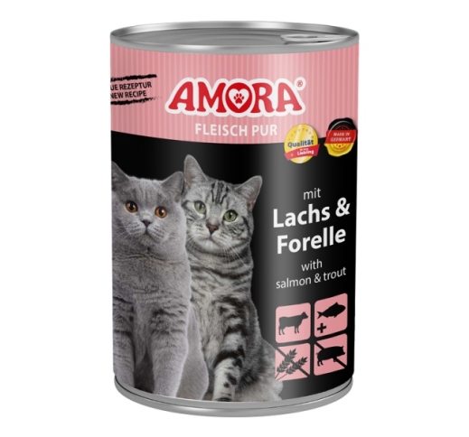 Amora Консервы для кошек - Говядина, лосось и форель 400г