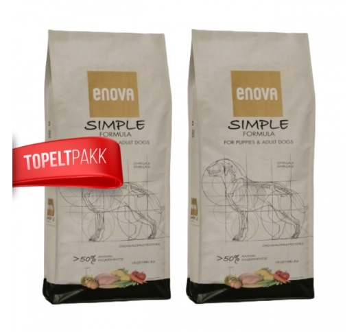 2x ENOVA Simple Grain Free Dog Food with Chicken 12kg