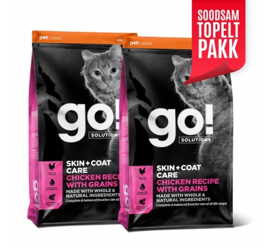 2x GO! Skin + Coat Chicken Recipe for Cats & Kittens 7,3kg (Best Before 09/09/2023)