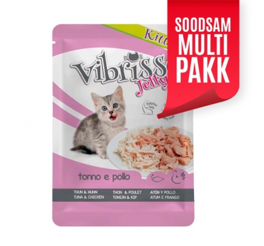 12x Vibrisse Tarretis Kassipojale Tuunikala & Kana 70g + 6 TASUTA