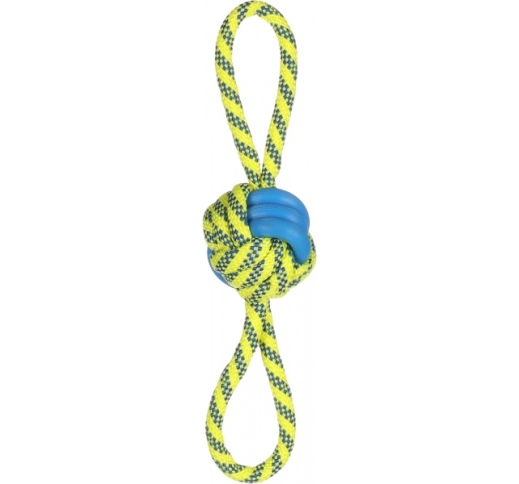Игрушка для собаки - Мяч завязанный "Тофла" Желтый и Синий 30см