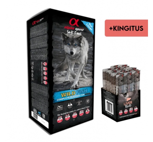 Alpha Spirit Poolmärg Wild Fish Koeratoit (Värske Kala) 9kg + KINGITUS (Alpha Spirit Pardi Pulgad Koerale 30tk)