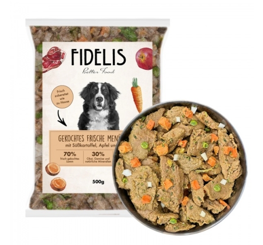FIDELIS Cooked Fresh Food for Dogs (Frozen) - Lamb, Sweet Potatoes, Apples & Lentils 500g