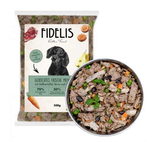 FIDELIS Cooked Fresh Food for Dogs (Frozen) - Duck, Sweet Potatoes, Pear & Cranberries 500g