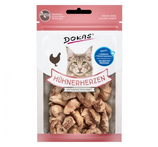 Dokas Freeze-dried chicken hearts for cats 15g