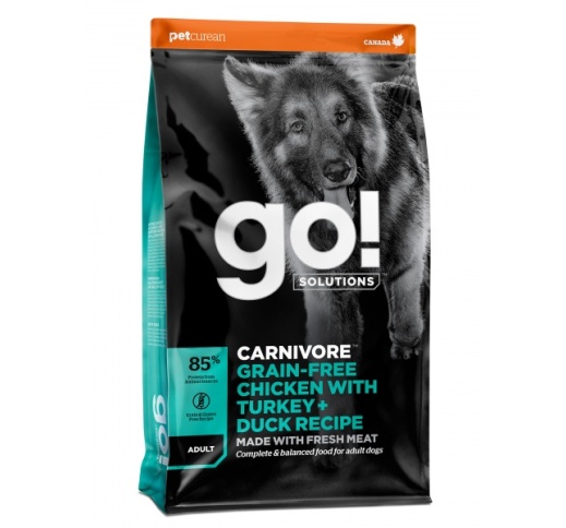 GO! Carnivore Беззерновой корм с курицей, индейкой, уткой и лососем для взрослых собак 1,6кг