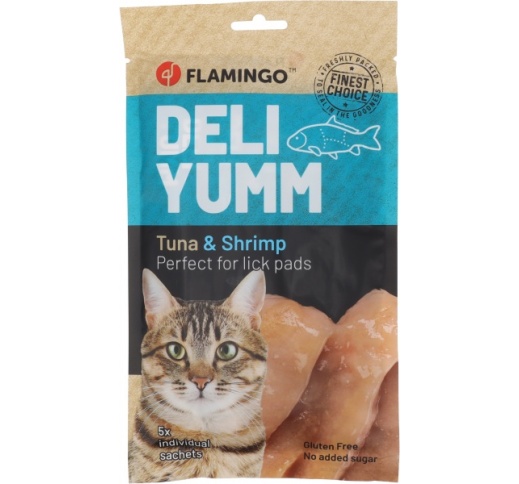 Flamingo Лакомство для кошек, Паста Deli Yumm, Тунец с креветками 70г