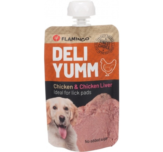 Flamingo Лакомство для собак - паста Deli Yumm с курицей и печенью 90г