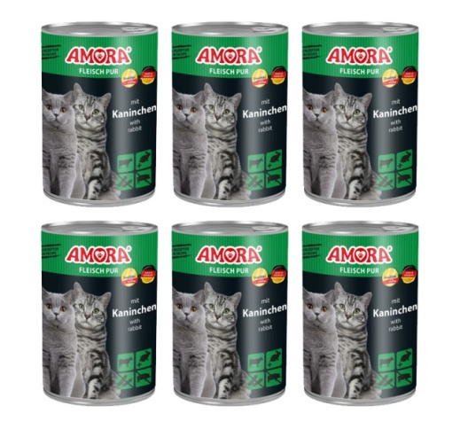 6x Amora Kaninchen Kassikonserv (Veise- ja Küülikulihaga) 400g