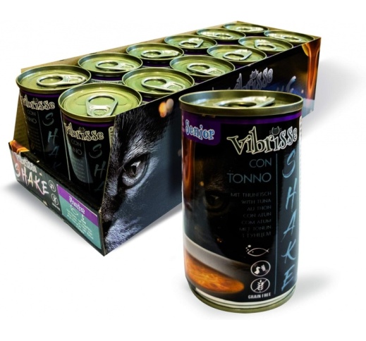 12x Vibrisse Shake for Senior Cats with Tuna (Soup) 135g