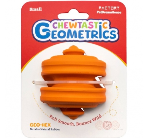 Petdreamhouse Chewtastic Geo-Hex Multifunctional Toy for Dogs, Orange
