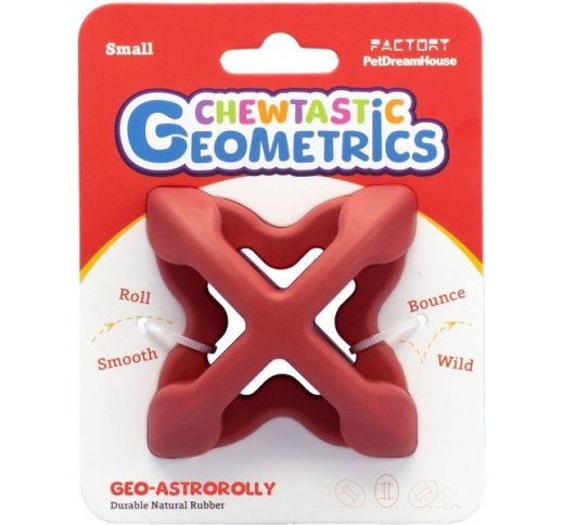 Petdreamhouse Chewtastic Geo-AstroRolly Multifunctional Toy for Dogs, Red