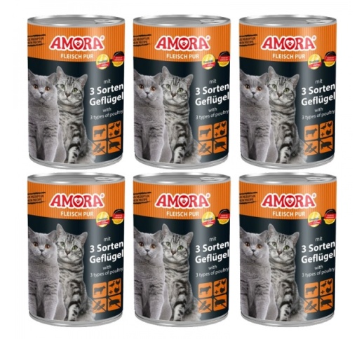 Amora Meat Pure Cat Food (Beef, Duck, Chicken and Turkey) 400g x 6pcs