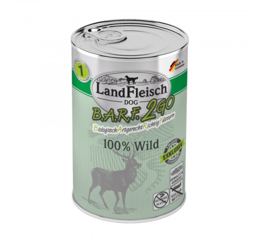 Landfleisch Dog BARF2GO Exklusiv Koerakonserv 100% Ulukilihaga (Wild) 400g