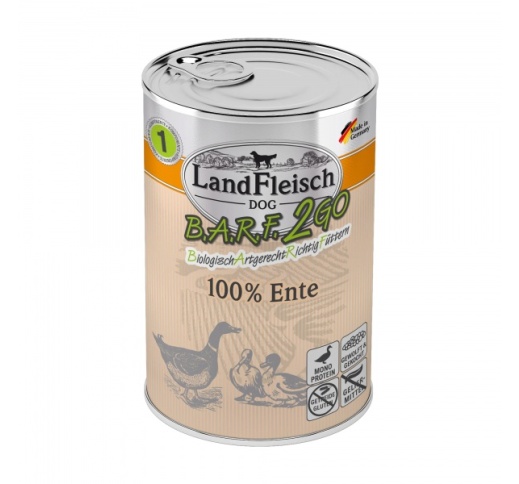 Landfleisch Dog BARF2GO Koerakonserv 100% Pardilihaga (Ente) 400g