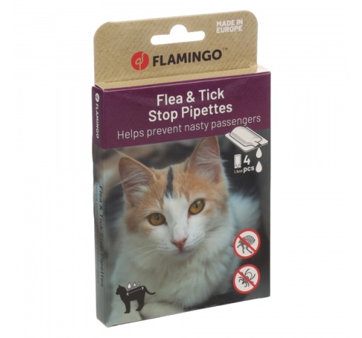 Flamingo Пипетки от блох и клещей для кошек 4x1,5 мл