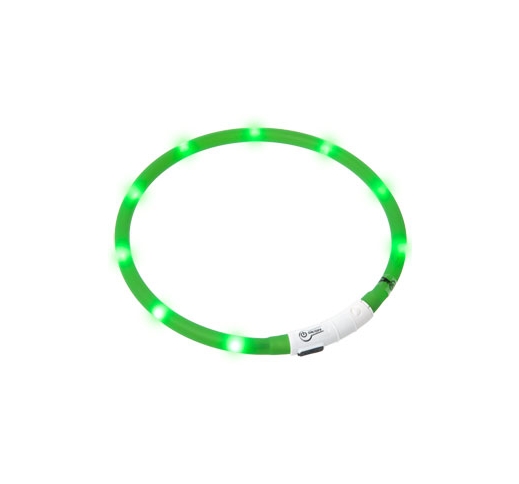 Мигающий (светящийся) ошейник USB, 20-75см, зеленый