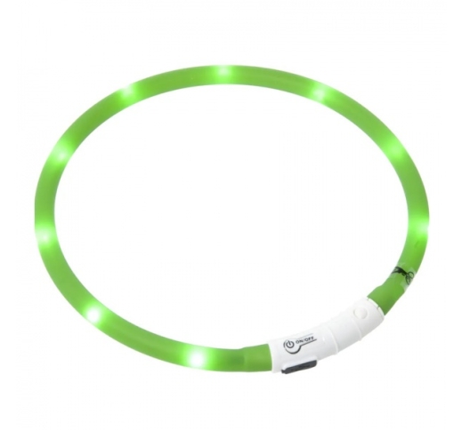 Мигающий (светящийся) ошейник USB, 20-75см, зеленый