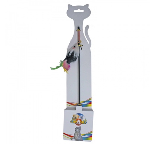 Cat Toy Mouse on a Stick Multicolored
