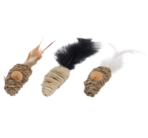Natural Cat Toy with Feathers 3pcs