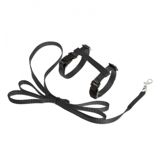 Cat Harness with Leash Black 110cm